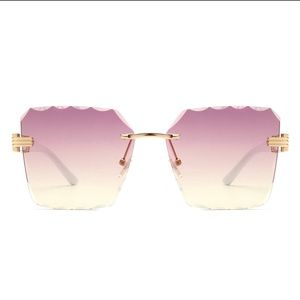 Rimless Square Chic Fashion Women Oversize Sunglasses
